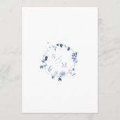 Dusty Blue Floral Monogram Wedding Details Card  Kaart (Achterkant)