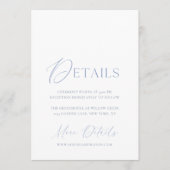 Dusty Blue Floral Monogram Wedding Details Card  Kaart (Voorkant)