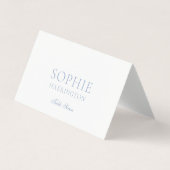 Dusty Blue Floral Monogram Wedding Place Card Kaart (Voorkant)