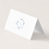 Dusty Blue Floral Monogram Wedding Place Card Kaart (Achterkant)
