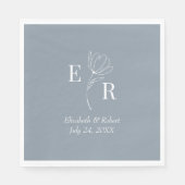 Dusty Blue Floral Monogram Wedding Servet (Voorkant)