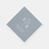 Dusty Blue Floral Monogram Wedding Servet (Hoek)