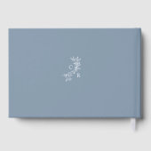 Dusty Blue Floral Monogrammed Calligraphy Wedding Gastenboek (Achterkant)