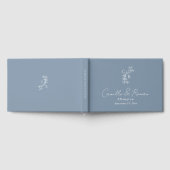 Dusty Blue Floral Monogrammed Calligraphy Wedding Gastenboek (Volledig)