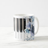 dusty blue floral music mok koffie (Voorkant rechts)