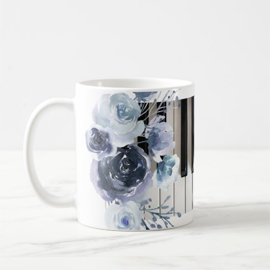 dusty blue floral music mok koffie (Links)