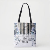 dusty blue floral music name tote bag (Voorkant)