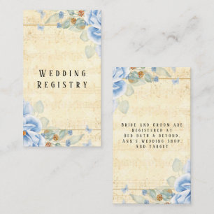 Dusty Blue Floral Music Wedding Registry Informatiekaartje