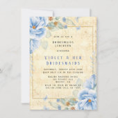 Dusty Blue Floral Musical Bridesmaids Luncheon Kaart (Voorkant)