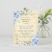 Dusty Blue Floral Musical Brunch & Bubble Kaart (Staand voorkant)