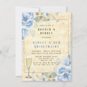 Dusty Blue Floral Musical Brunch & Bubble Kaart (Voorkant)
