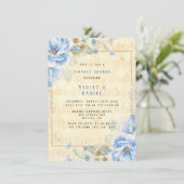 Dusty Blue Floral  Musical Couples Kaart (Staand voorkant)
