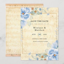 Dusty Blue Floral  Musical Save the Date