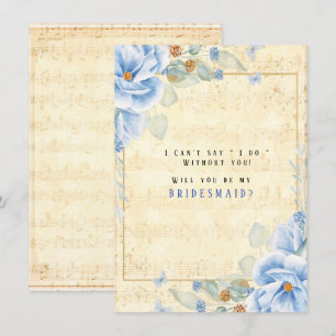Dusty Blue Floral Muziek wordt mijn Bridesmaid Kaart