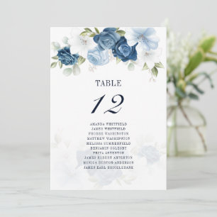 Dusty Blue Floral Number 12 Wedding Seating Chart Kaart