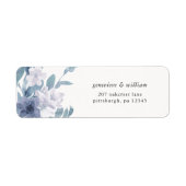 Dusty Blue Floral op Cream trouwadreslabel Etiket (Voorkant)