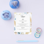 Dusty Blue Floral Pampas Grass Wedding Menu (Enkel)
