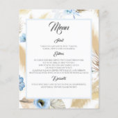 Dusty Blue Floral Pampas Grass Wedding Menu (Voorkant)