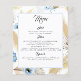 Dusty Blue Floral Pampas Grass Wedding Menu