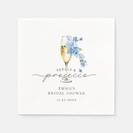 Dusty Blue Floral Petals & Prosecco Vrijgezellenfe Servet