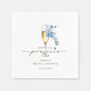 Dusty Blue Floral Petals & Prosecco Vrijgezellenfe Servet