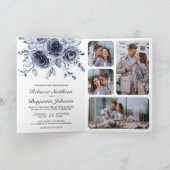 Dusty Blue Floral Photo Collage QR Code Wedding (Binnen)