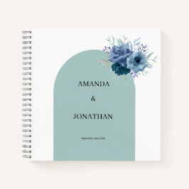 Dusty Blue Floral Photo Guest Book Wedding Album Notitieboek