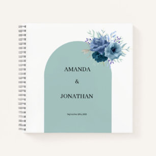 Dusty Blue Floral Photo Guest Book Wedding Album Notitieboek