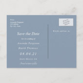 Dusty blue floral photobruiloft Save the Date Aankondigingskaart (Achterkant)