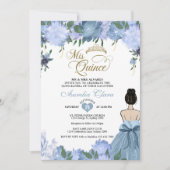 Dusty Blue Floral Prinses Mis Quince Quinceañera Kaart (Voorkant)