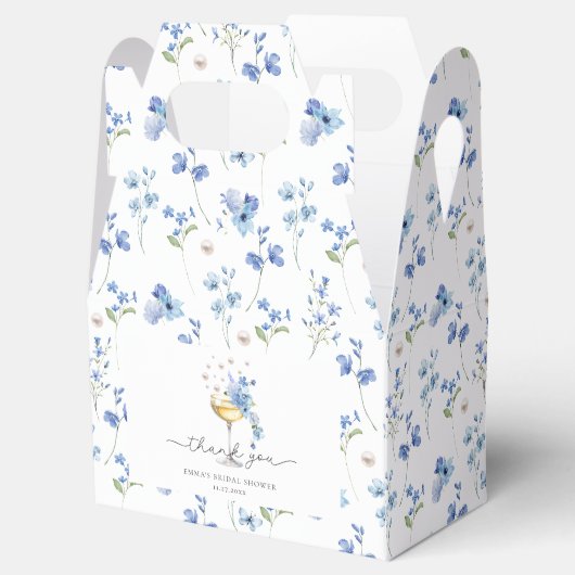 Dusty Blue Floral Prosecco Vrijgezellenfeest Dank  Bedankdoosjes (Geopend)