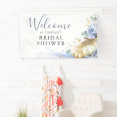 Dusty Blue Floral Pumpkins any Party Welkom Spandoek (Insitu)