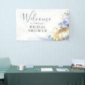 Dusty Blue Floral Pumpkins any Party Welkom Spandoek (Beurs)