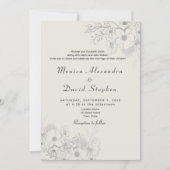 Dusty Blue Floral QR All-in-One Wedding Invite Kaart (Voorkant)