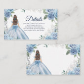 Dusty Blue Floral Quinceañera Detail Kaart (Voorkant / Achterkant)