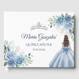 Dusty Blue Floral Quinceañera Gastenboek