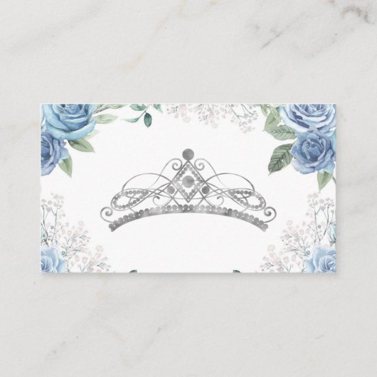 Dusty Blue Floral Quinceañera QR Gift Registry Informatiekaartje (Achterkant)