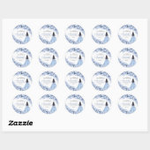 Dusty Blue Floral Quinceanera Round Stickers (Vel)