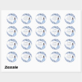 Dusty Blue Floral Quinceanera Round Stickers (Vel)