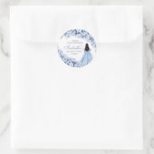 Dusty Blue Floral Quinceanera Round Stickers (Tas)