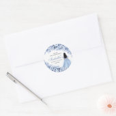 Dusty Blue Floral Quinceanera Round Stickers (Envelop)