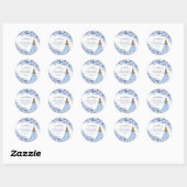 Dusty Blue Floral Quinceanera Round Stickers (Vel)
