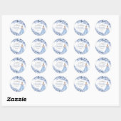 Dusty Blue Floral Quinceanera Round Stickers (Vel)
