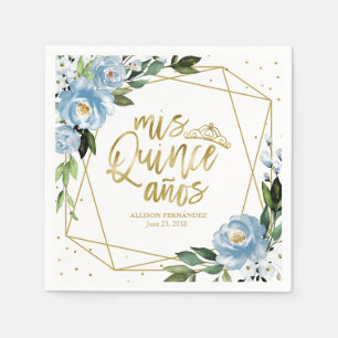 Dusty Blue Floral Quinceanera Servet