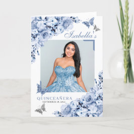 Dusty Blue Floral Quinceanera Tiara Butterflies Programma