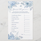 Dusty Blue Floral Raad de prijs Baby shower spel Flyer (Voorkant)