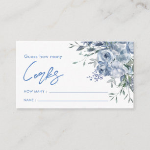 Dusty Blue Floral Raad eens hoeveel Game Corks er  Informatiekaartje