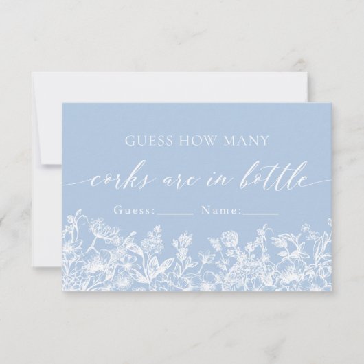 Dusty Blue Floral raden hoeveel kurken spel Kaart (Voorkant)