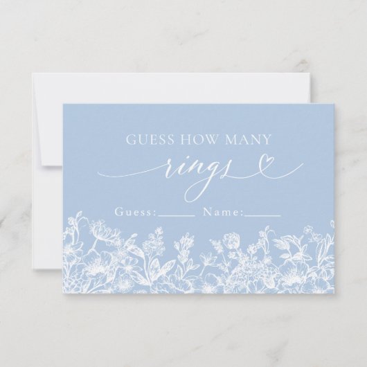 Dusty Blue Floral raden hoeveel ringen spel Kaart (Voorkant)