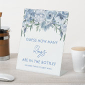 Dusty Blue Floral raden hoeveel ringen spel teken Reclamebord Met Voetstuk (Insitu)